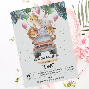 Invitation Safari tropical Animaux sauvages Jungle Anniversai