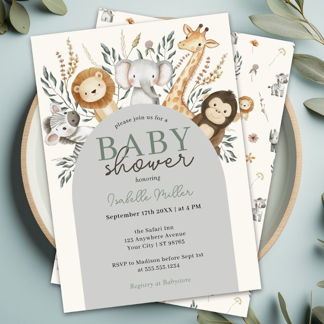 Invitation Safari Tropical Jungle Animaux Baby shower garçon (Créateur téléchargé)