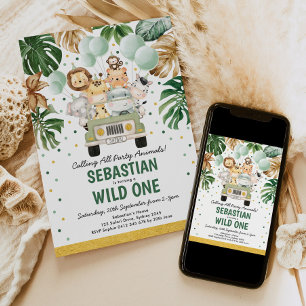 Invitation Safari tropical sauvage Une jungle Animaux Anniver