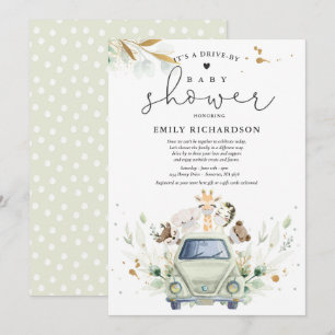 Invitation Safari verdoyant Animaux Conduits Par Baby shower