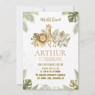 Invitation Safari Wild One 1st Birthday Invite Map
