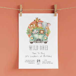 Invitation Safari Wild One Bohème 1er Anniversaire
