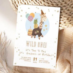 Invitation Safari Wild One Boy 1er anniversaire
