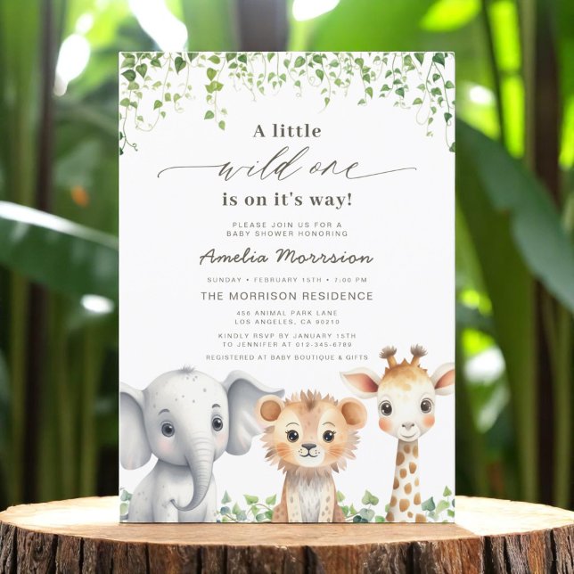 Invitation Safari Wild One Boys Baby shower Animaux (Créateur téléchargé)