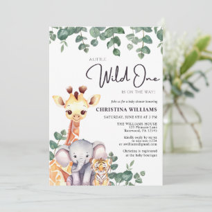 Invitation Safari Wild One Genre Baby shower neutre