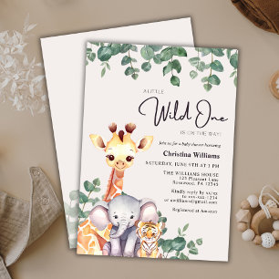 Invitation Safari Wild One Genre Baby shower neutre