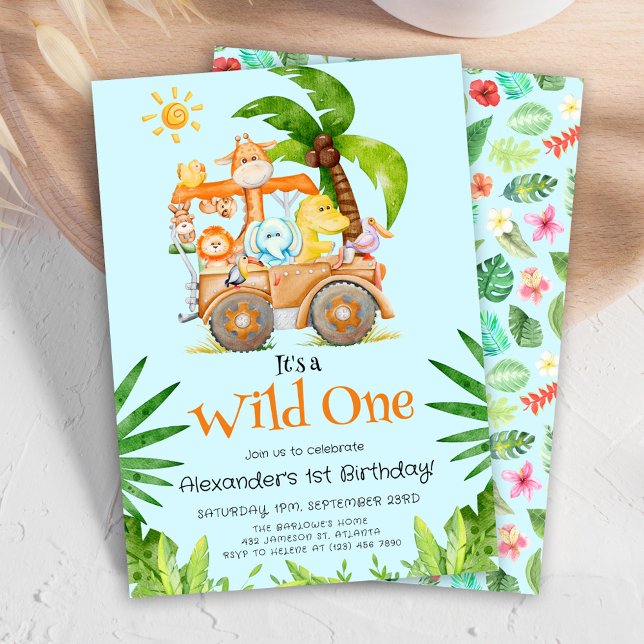 Invitation Safari Wild Un Anniversaire (Safari Wild One Birthday Invitation)