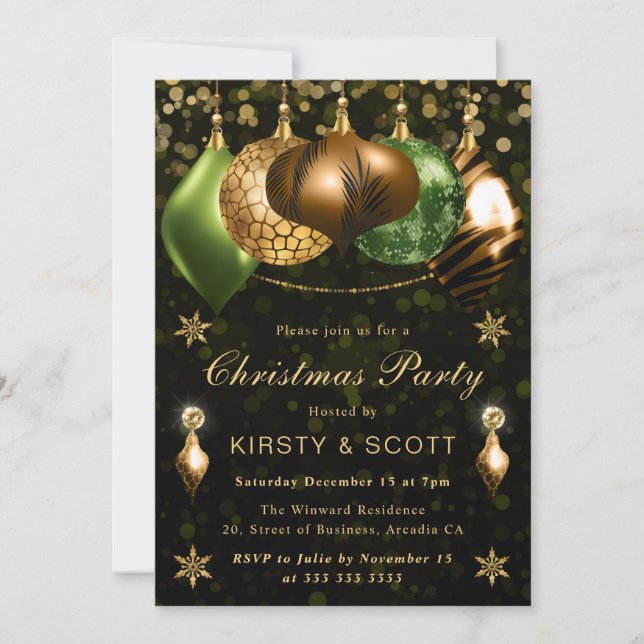 Invitation Safari Wildlife Baubles Christmas Party (Devant)