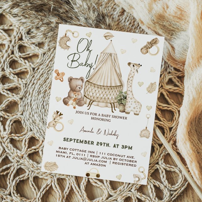 Invitation Safari Woodland Oh Baby shower (Créateur téléchargé)