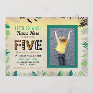 Invitation Safari ZOO, fête des Cinq Filles du 5e anniversair