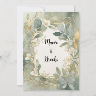Invitation Sage and Gold Watercolor
