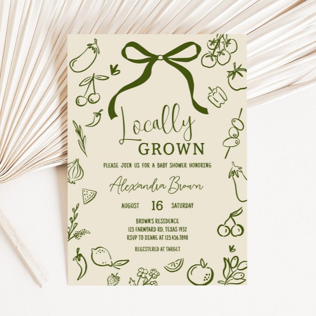 Invitation Sage Baby shower cultivé localement (Sage Locally Grown Farmers Market Baby Shower Invitation)