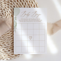 Sage Balloon Baby shower Jeu de Bingo