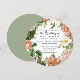 Invitation Sage Blush Ivory Vintage Botanique Floral Mariage