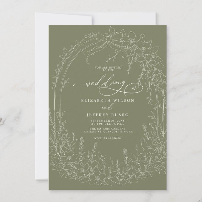 Invitation Sage Coquette Jardin boisé Mariage floral (Devant)