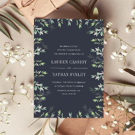 Invitation Sage d'hiver | Mariage botanique vert et marine