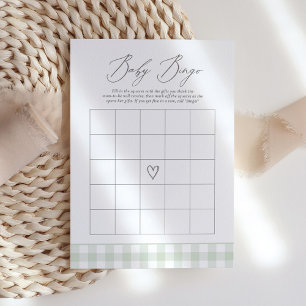 Invitation Sage En vichy Baby shower Jeu de Bingo