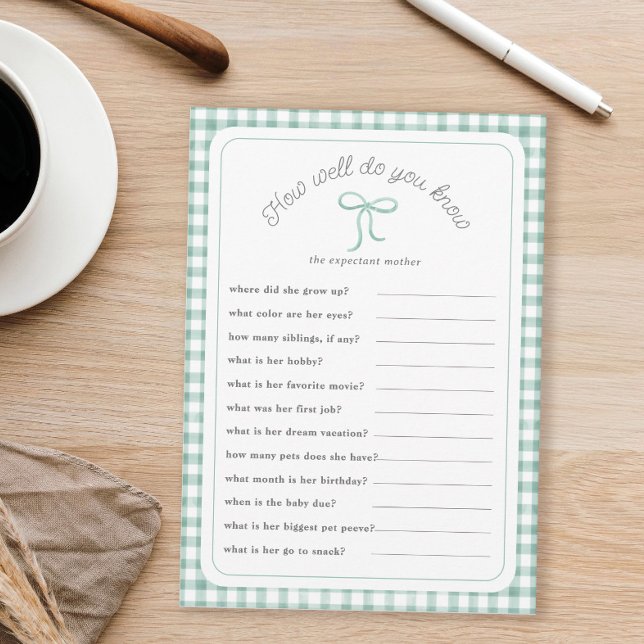 Invitation Sage en vichy Comment bien connaissez-vous douche  (Créateur téléchargé)