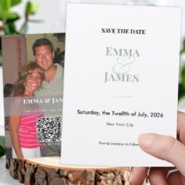 Invitation Sage Esperluette Photo Enregistrer la Date | Maria