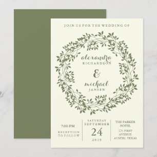 Invitation Sage et ivoire Rustique Mariage de la couronne bot