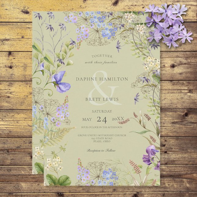 Invitation Sage Fleur sauvage rustique Lavande & Sage (Créateur téléchargé)
