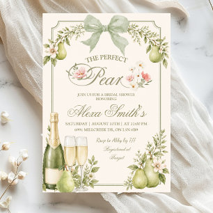 Invitation Sage Floral Fruit The Perfect Pear Enterrement de