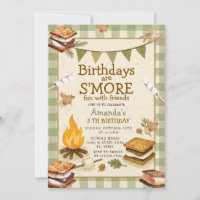 Sage Gingham Camp de Chute Feu de Joie Marshmallow