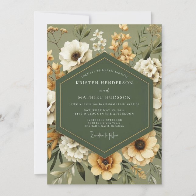Invitation Sage Golden Autumn Wedding (Devant)