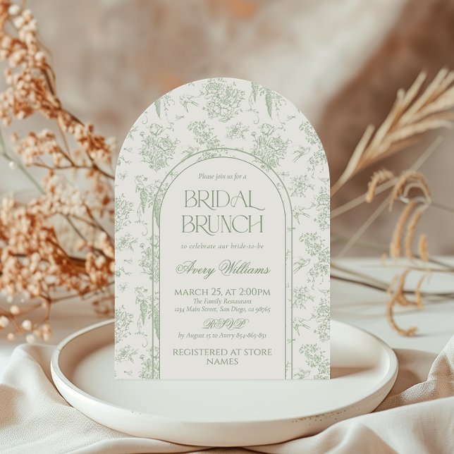 Invitation Sage Gree Toile Floral Fête des mariées Vintage (Créateur téléchargé)