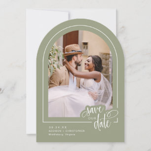 Invitation Sage Green 2 photo Script Wedding Enregistrer la d