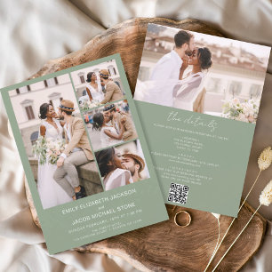 Invitation Sage Green All In One QR Code Mariage photo