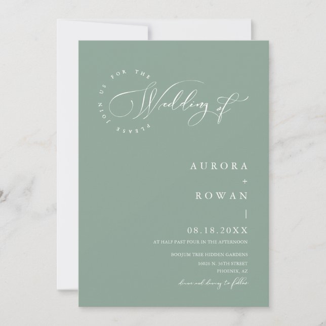 Invitation Sage Green Arch QR Code Mariage Photo (Devant)