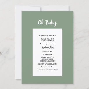 Invitation Sage Green Baby shower QR Code Simple Minimal