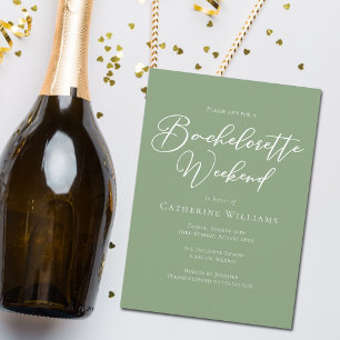 Invitation Sage Green Bachelorette Week-end Minimaliste