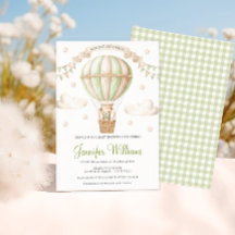 Sage Green Ballon à air chaud Baby shower ours en