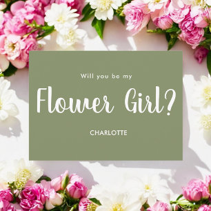 Invitation Sage Green Be My Flower Girl Script