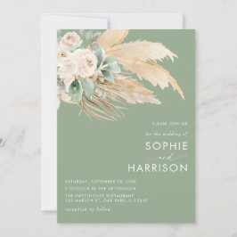 Invitation Sage Green Boho Pampas Grass Tout en un Mariage