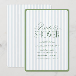 Invitation Sage Green Border Blue Stripes Baby Shower de Mari
