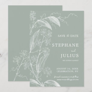 Invitation Sage Green Botanical Enregistrer la date Invitatio