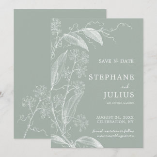 Invitation Sage Green Botanical Enregistrer la date Invitatio