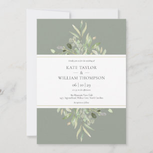 Invitation Sage Green Botanical Greenery Mariage 
