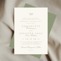 Sage Green Calligraphie Monogramme Crème Le Mariag
