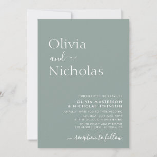 Invitation Sage Green Chic Script QR Code Mariage photo