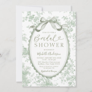 Invitation Sage Green Chinoiserie Floral Toile Mariage Douche