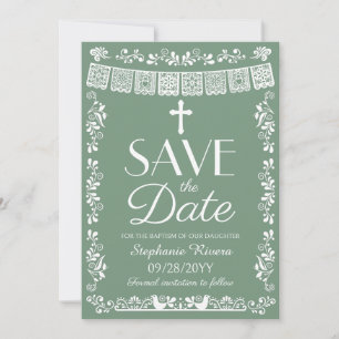 Invitation Sage Green Cielito Lindo Enregistrez la date Baptê