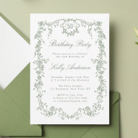 Sage Green Classic Floral 50e fête d'anniversaire