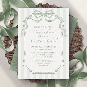 Invitation Sage Green Coquette Nœud Papillon Couple Mariage D