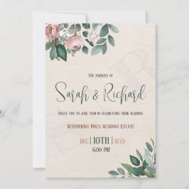Invitation Sage Green Dusty Rose Botanique Floral Mariage Inv