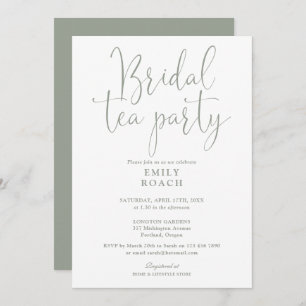 Invitation Sage Green Élégant Script Bridal Tea Party Douche