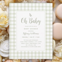 Sage Green En vichy Genre Neutre Oh Baby shower